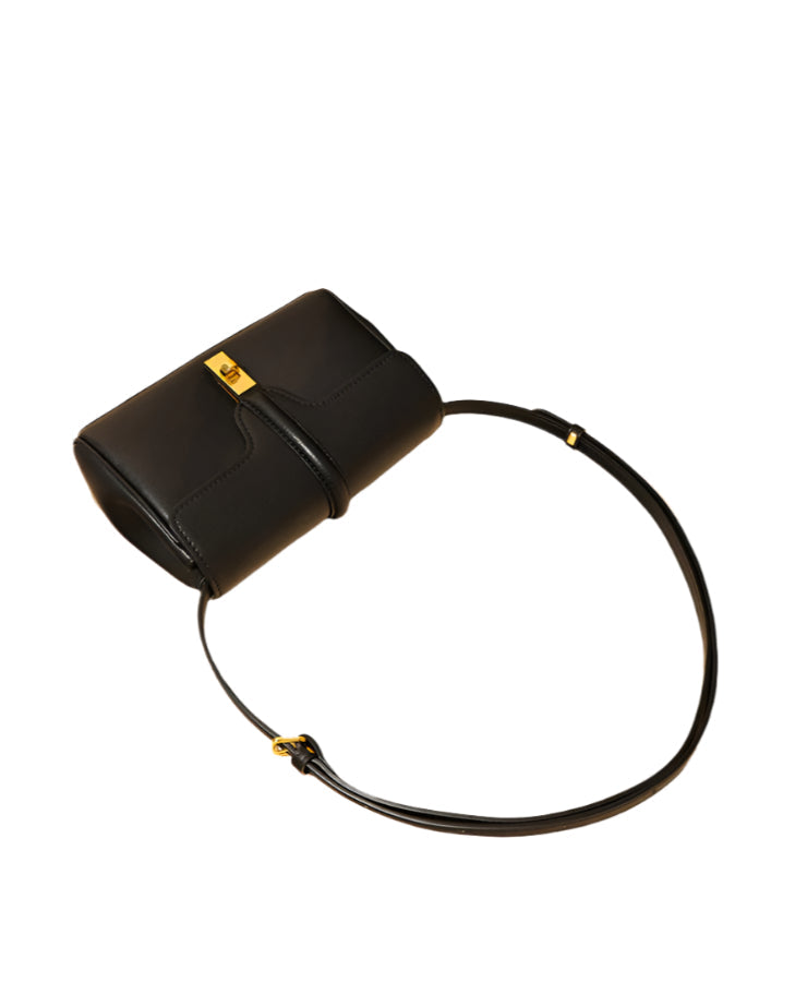 structured flap shoulder bag with gold-tone lock - INES
