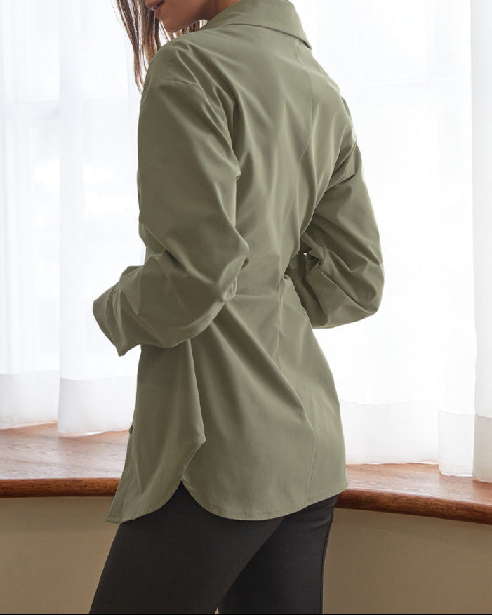 Long-sleeve button shirt with ruched waist - Surva