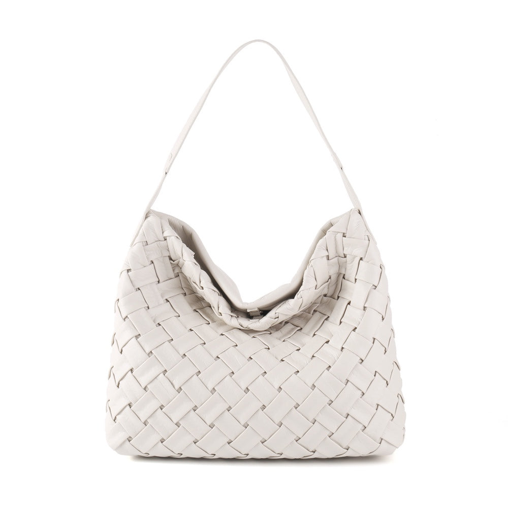 metallic woven hobo bag in gold leather – AUREZ