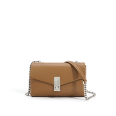 structured leather crossbody bag with flap and chain strap - NOZVA