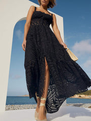 printed ruffle-hem sundress with spaghetti straps – Callisto