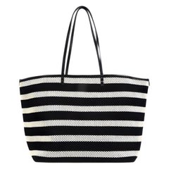 striped oversized tote with perforated texture - COASTAX