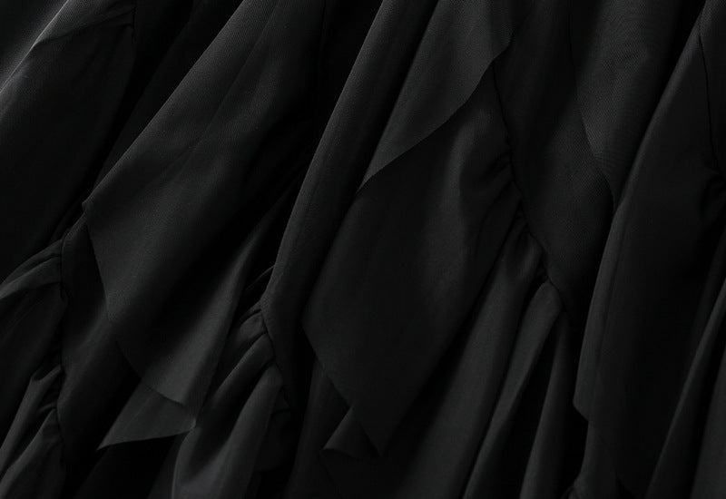 Asymmetrical ruffled mesh skirt with waterfall layers – Apilu