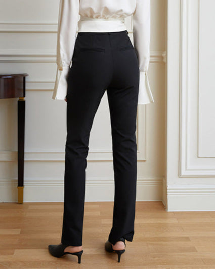High-waisted black trousers with slit detail - Jasnu