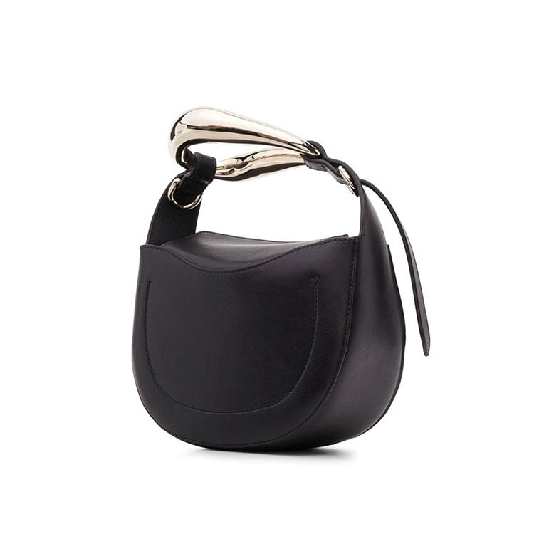 sculptural-handle saddle bag in tan leather – ARIS