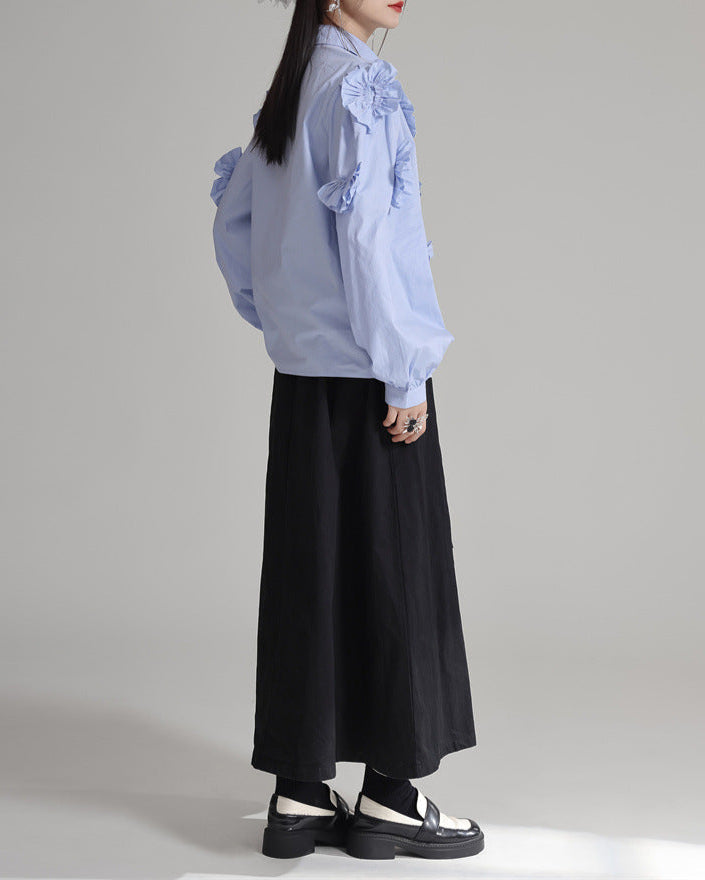 Long-sleeve shirt with floral applique detail - Biju