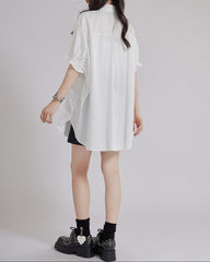 Contrast Tie Waist Short Sleeve Shirt - Qarwy