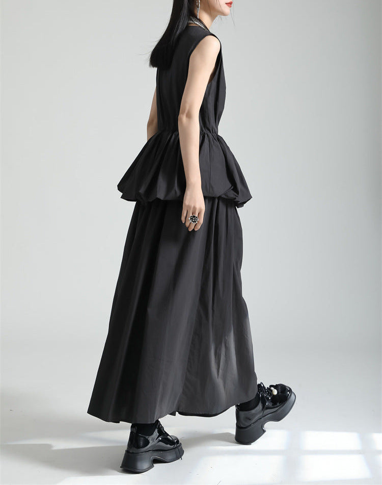 Sleeveless peplum suit with gathered waist - OPHELIW