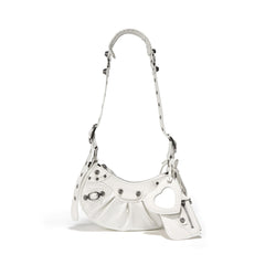 ruched shoulder bag with heart-shaped charm - ASTRIDY