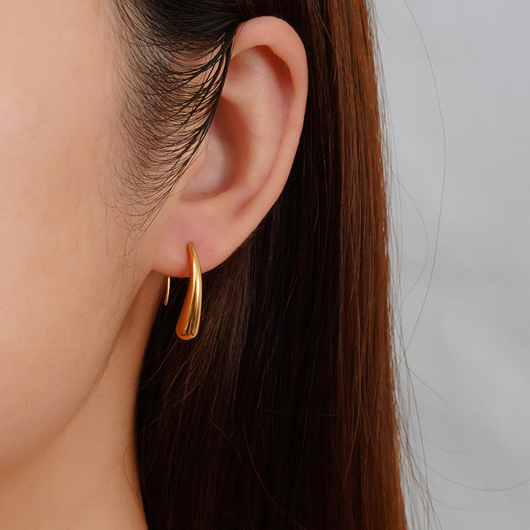 Teardrop hook earrings in polished gold and silver - Awama