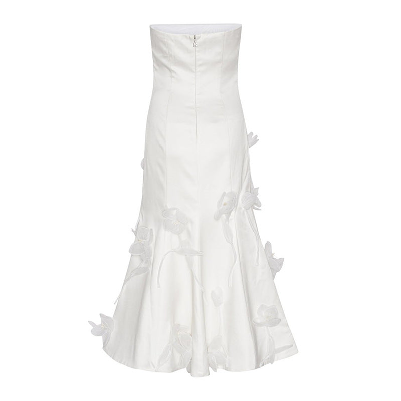 Strapless A-line gown with 3D floral appliqué – Osdin