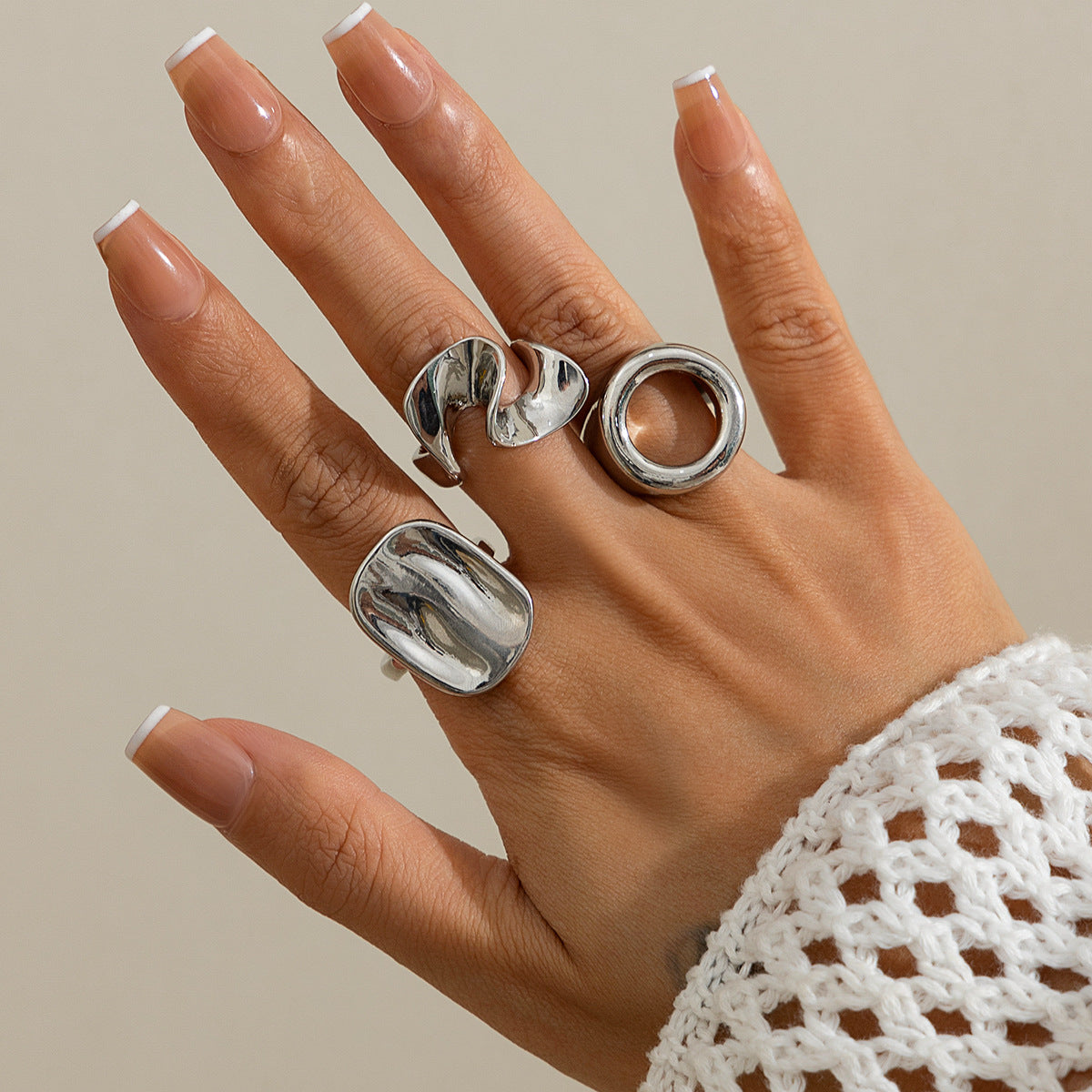 Bold sculptural rings set in mixed metals - Nisli