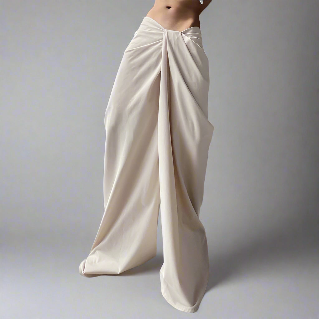 Wide-leg trousers with knot waist detailing - Aprino