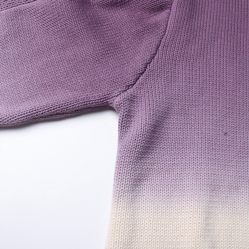 ombré fringe-trim sweater with textured shoulders - Famidah