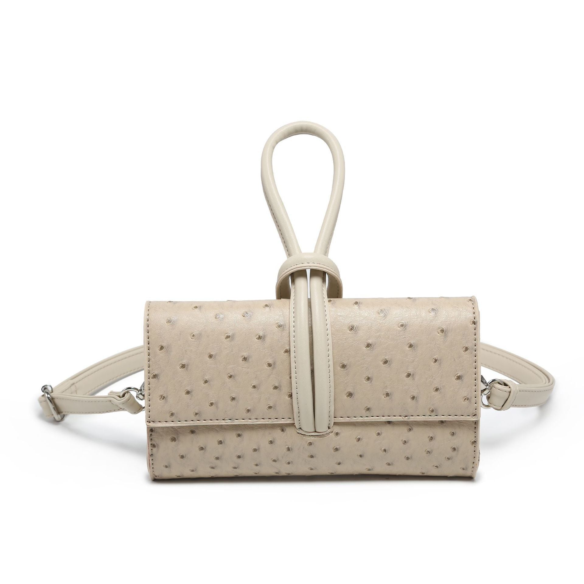 ostrich-textured crossbody clutch with loop handle – EVERLY