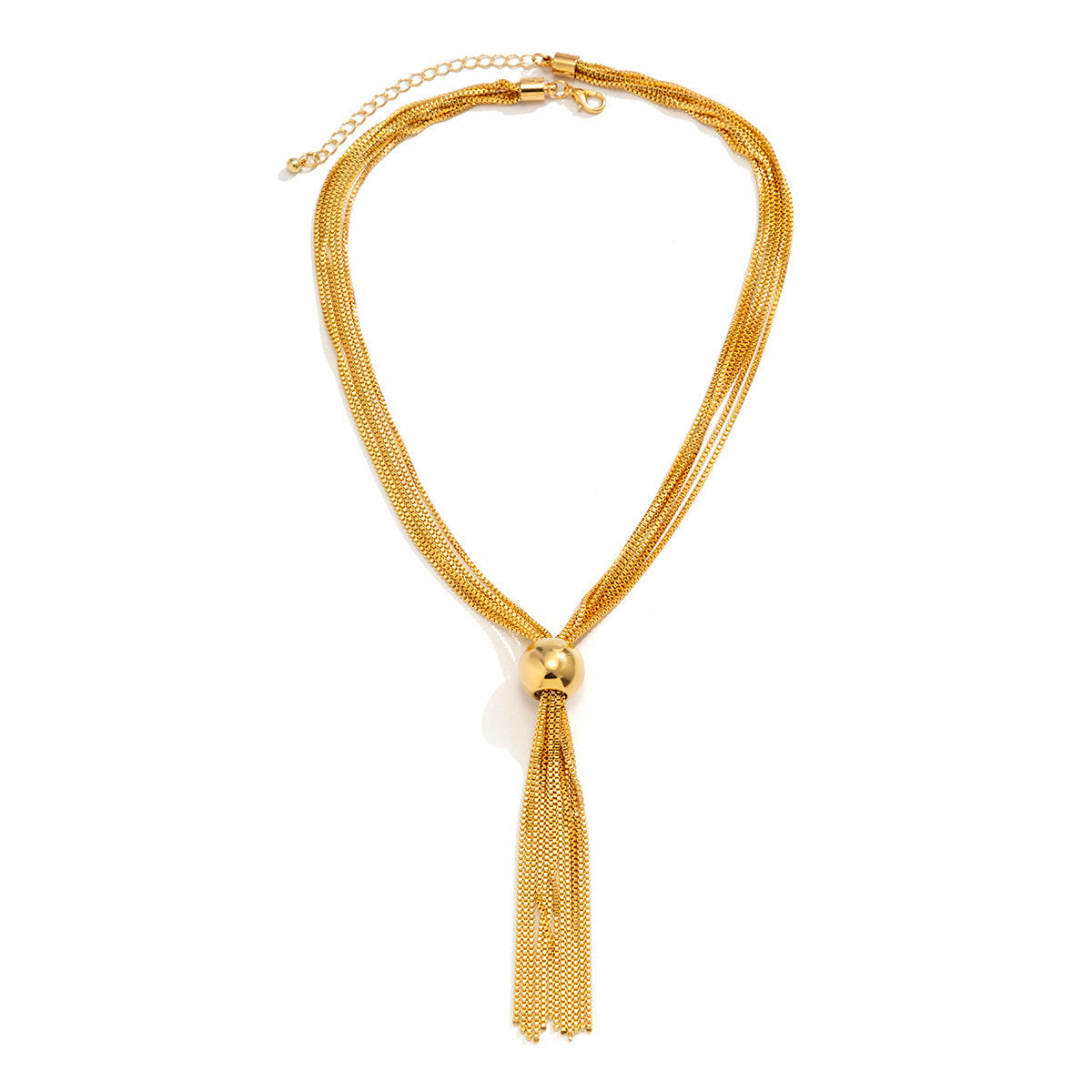 Multi-strand chain necklace with metallic tassel pendant - Olitu