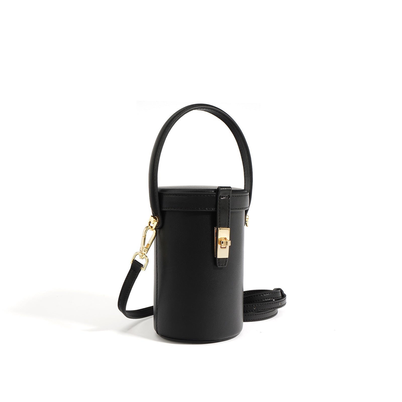 cylindrical top-handle crossbody bag with lock detail – ELINESE