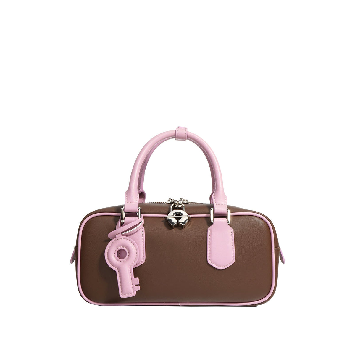 structured mini tote with key charm and top handles – NOLAR