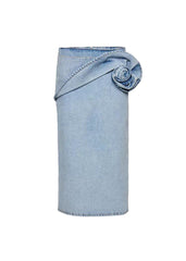 high-waisted denim skirt with rose drape – BLOTA