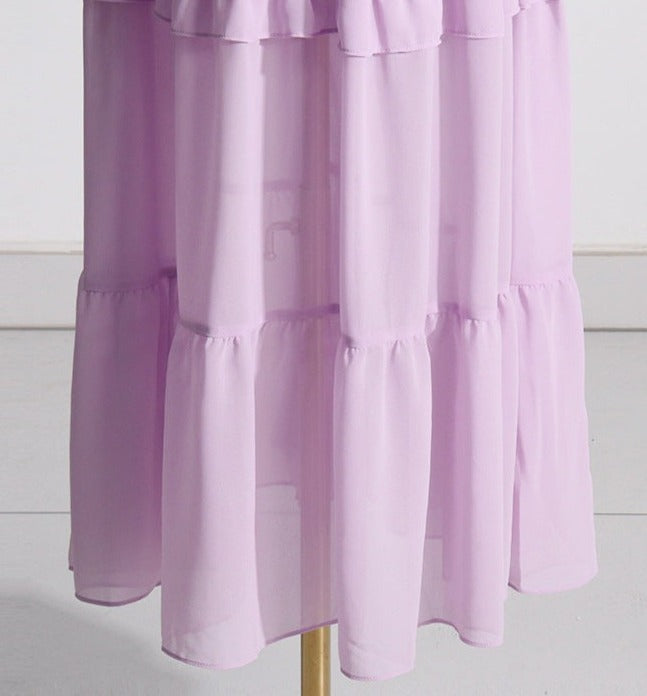 Tiered chiffon gown with crochet trim – Gennyfer