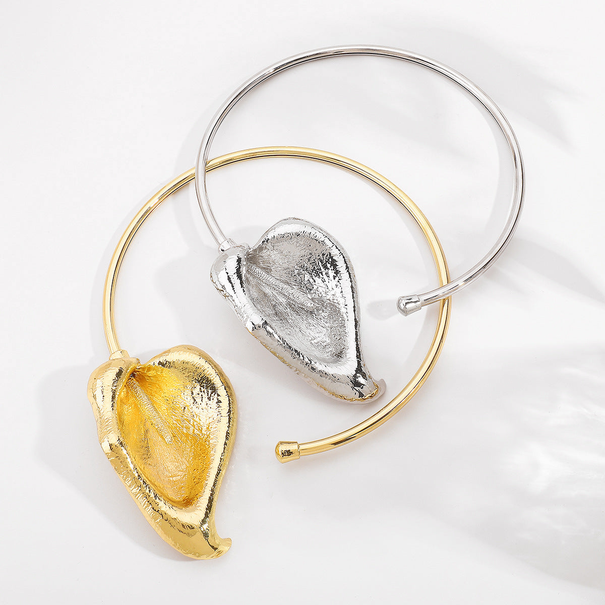 Open cuff bracelet with sculptural petal detail - Vonda