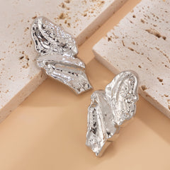 Textured molten double-layer earrings with sculptural finish - Vadvy