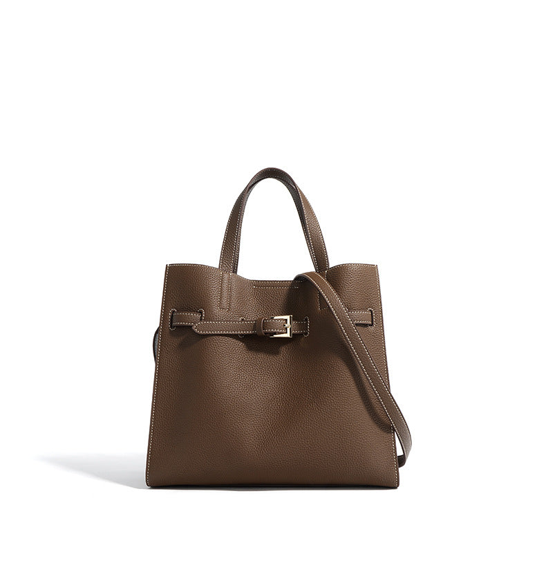 structured tote bag with buckle strap detail – SAVANNA