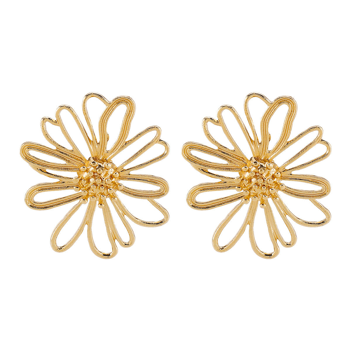 openwork daisy earring with textured gold petals – LIVIA