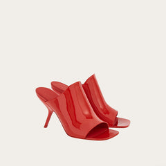 red patent leather mules with square open toe – VIXEN