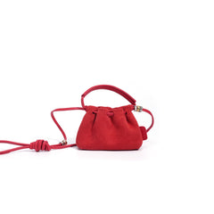 mini suede drawstring bag with top handle - ELVA