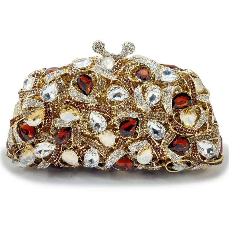 Rhinestone-encrusted evening clutch with heart-shaped jewels - Venium