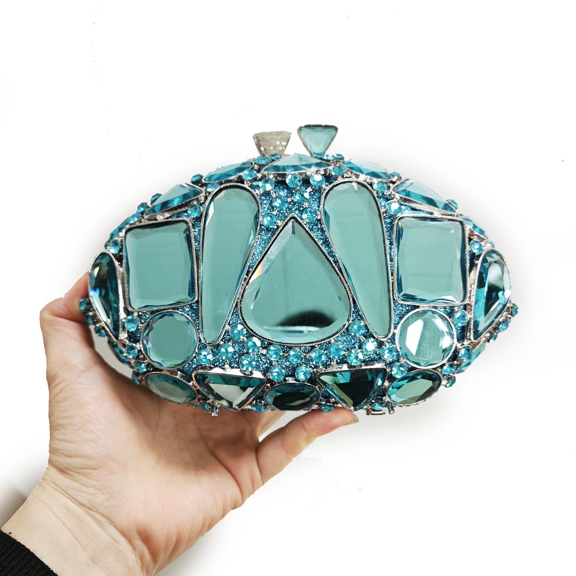 Embellished gemstone clutch with metallic accents - Abrilu