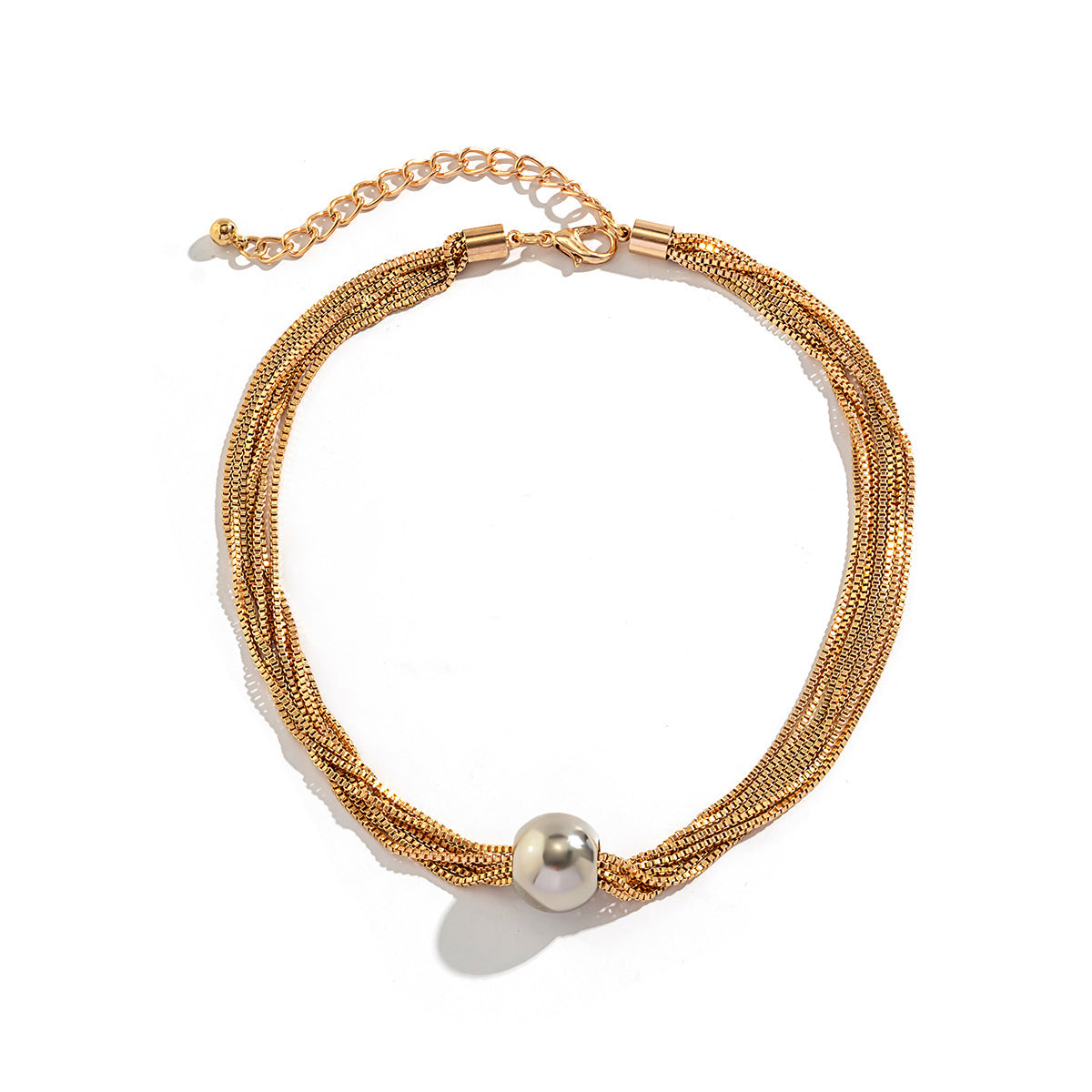 Multi-strand chain necklace with statement orb - Ajiby
