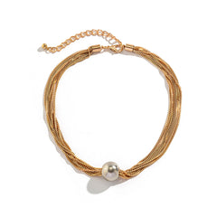 Multi-strand chain necklace with statement orb - Ajiby