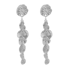 Textured cascading coin drop earring with molten finish – Ardinu