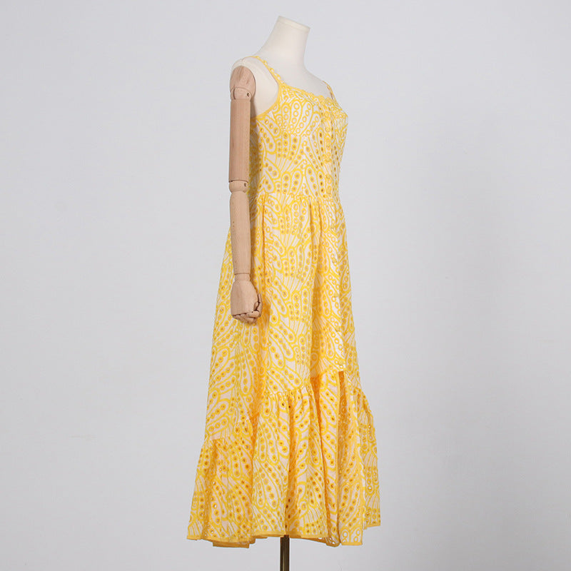 printed ruffle-hem sundress with spaghetti straps – Callisto