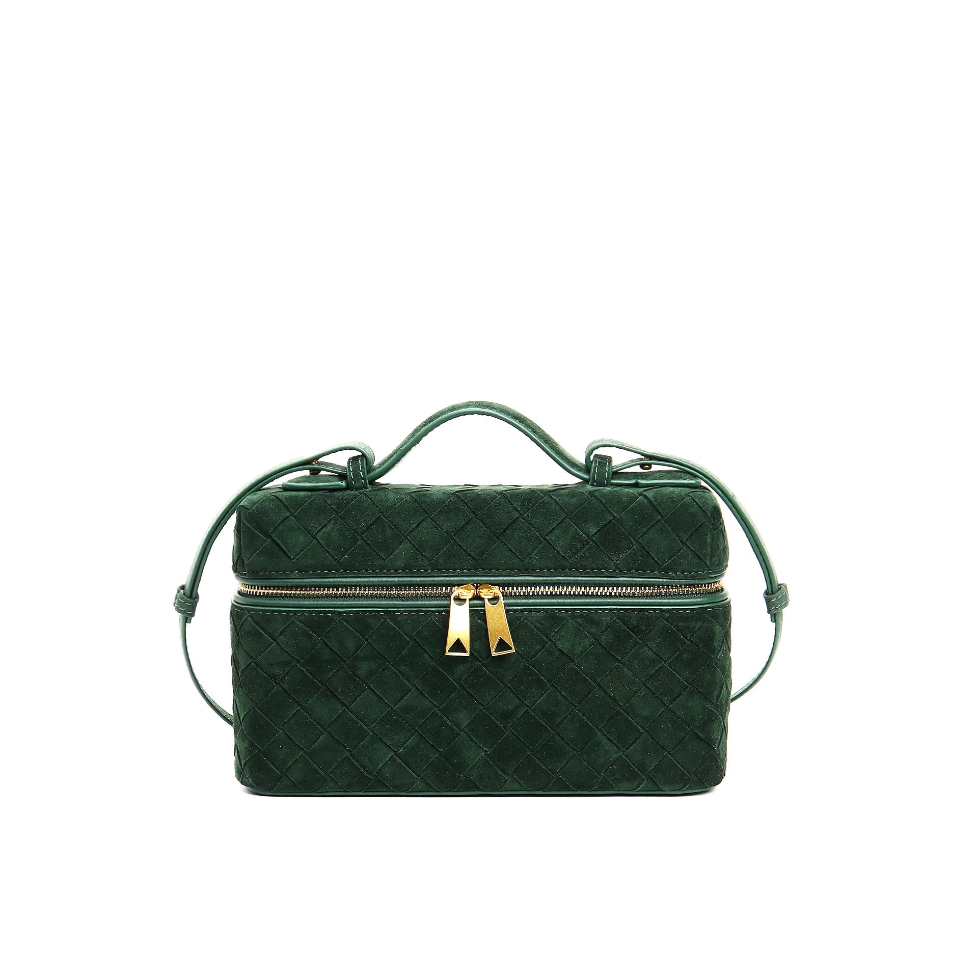 structured suede vanity bag with top handle - NOYA