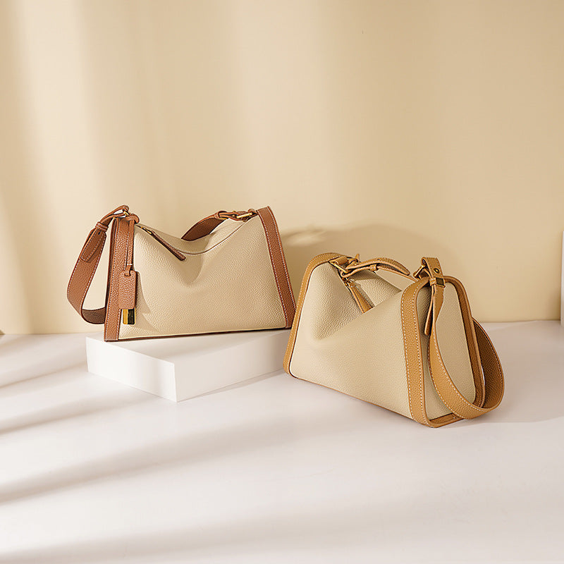 two-tone soft leather shoulder bag – TERRA