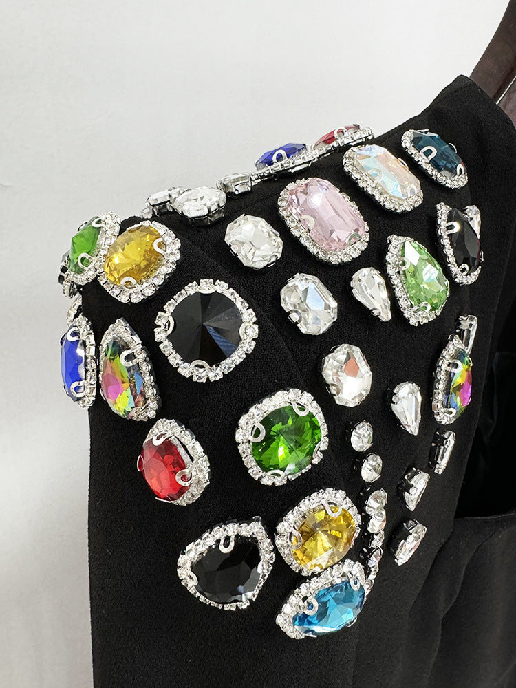 Embellished shoulder column dress with long sleeves – Amonda