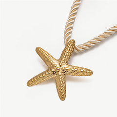 Rope choker necklace with gold sea charms - Simny