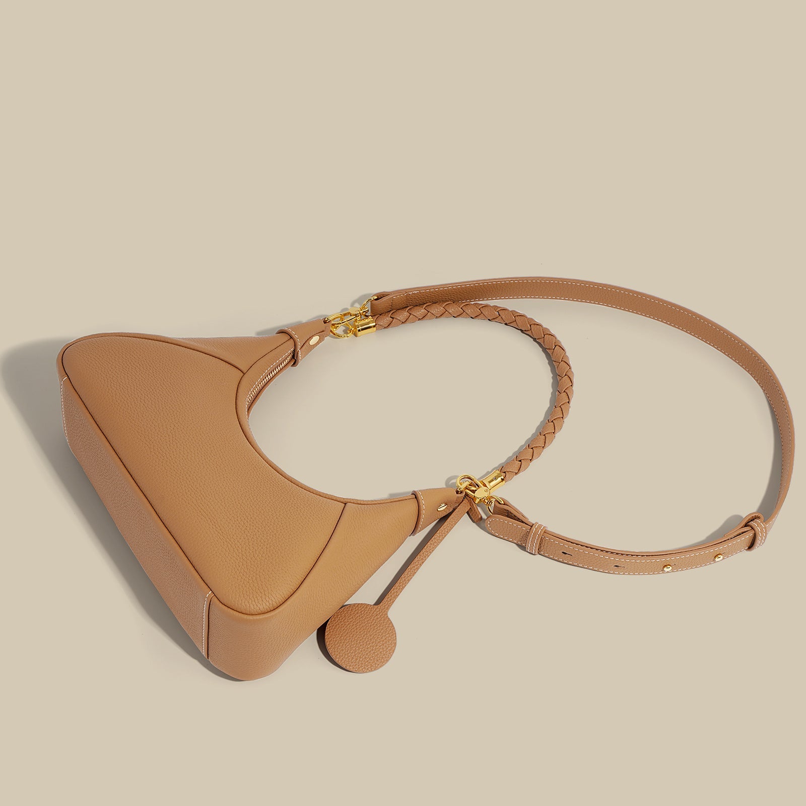 Curved hobo shoulder bag with braided strap - STELZA