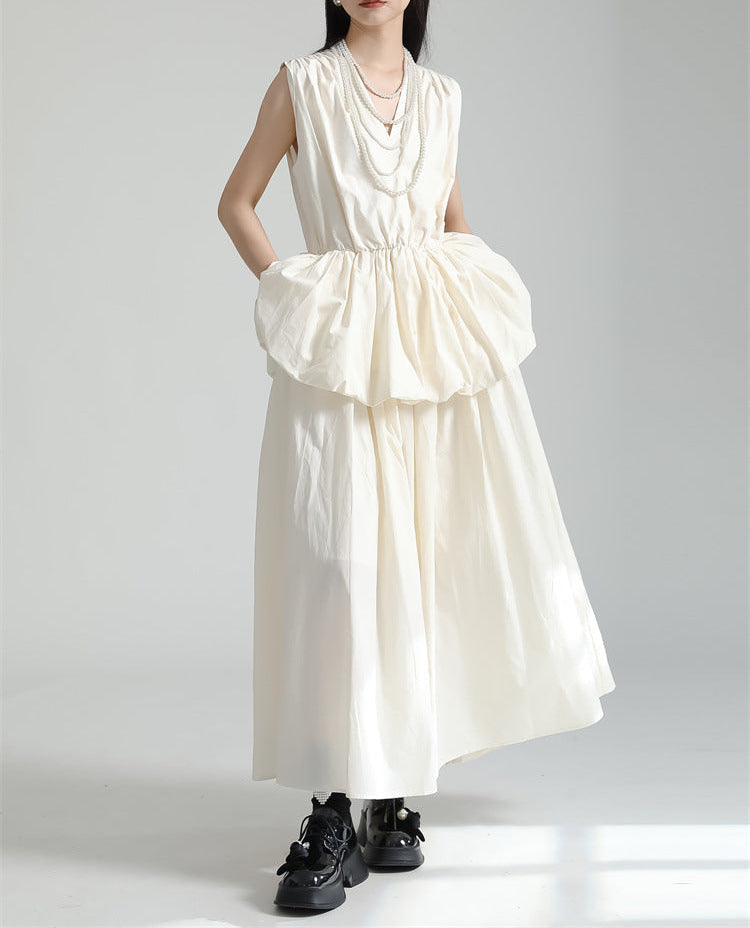 Sleeveless peplum suit with gathered waist - OPHELIW