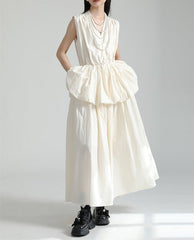 Sleeveless peplum suit with gathered waist - OPHELIW