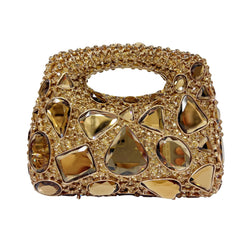 Embellished structured clutch bag with colorful stones - Ninru