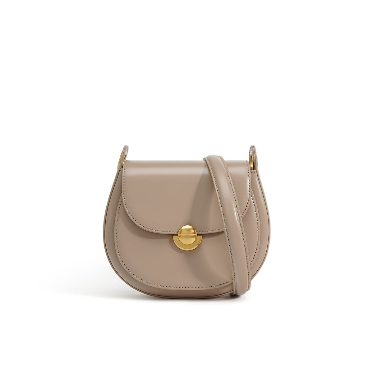mini round flap crossbody bag with gold clasp - LINDA
