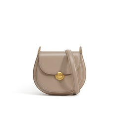 mini round flap crossbody bag with gold clasp - LINDA