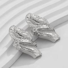 Textured molten double-layer earrings with sculptural finish - Vadvy