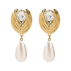 teardrop pearl earrings with crystal stud – RAYAL