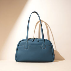 structured leather tote with contrast stitching – NOIX