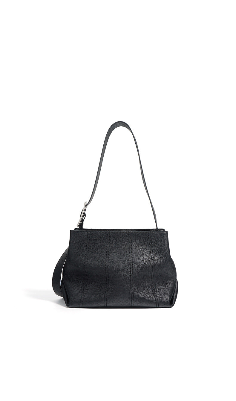 structured shoulder bag with vertical stitching - ORAS